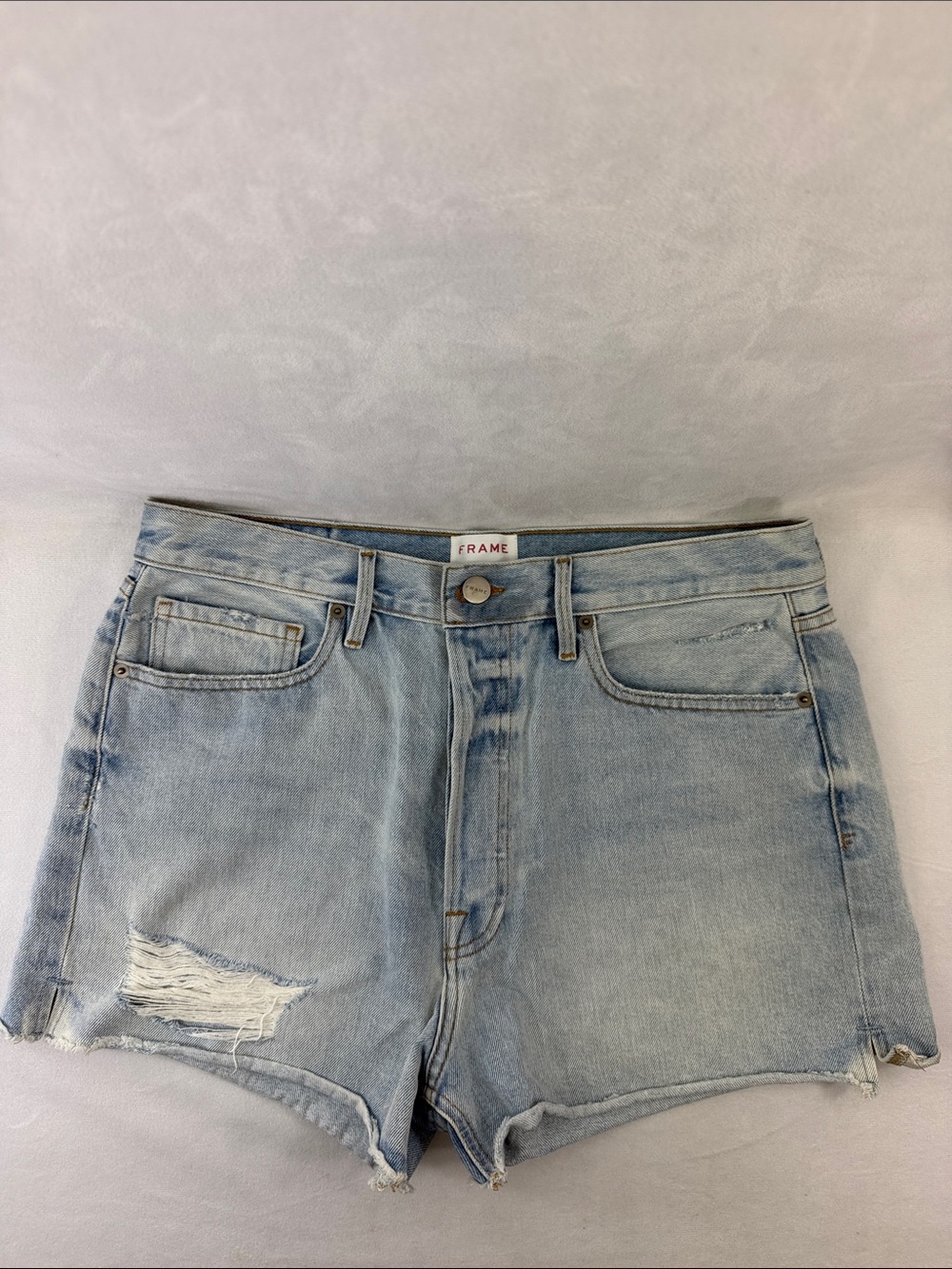 Frame Denim Le Original Short High Rise Distressed Button Fly Cutoff Shorts